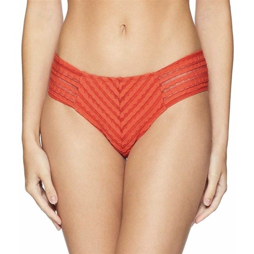 NWOT Robin Piccone XS Carly Tab Side Hipster Orange Pimento Bikini Bottom 132233
